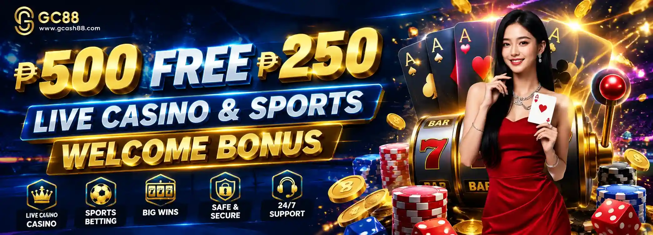 500₱ Free 250₱ LiveCasino &amp; Sports Welcome Bonus